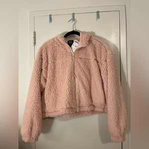 Urban Outfitters Teddy Pink Crop Jacket